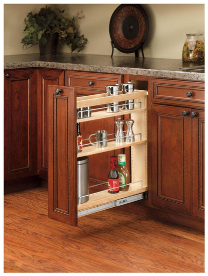Rev - A - Shelf Pull Out Base Cabinet Organizer, Adjustable Shelves for Full Height Kitchen or Vanity Cabinets, Maple Wood, 448 - BC19 - 8C - KI Home
