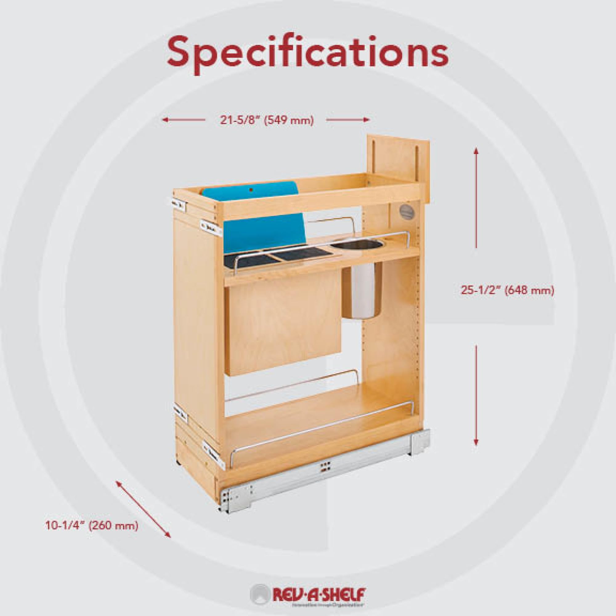 Rev - A - Shelf Wood Base Cabinet Knife Block Pull Out Organizer w/Soft Close - KI Home